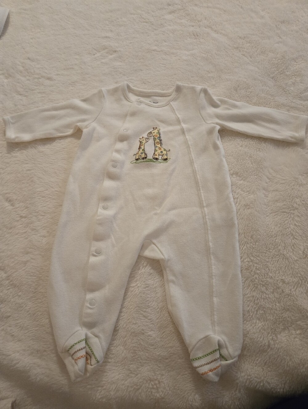 Little Me Giraffe-Embroidered Baby One-Piece